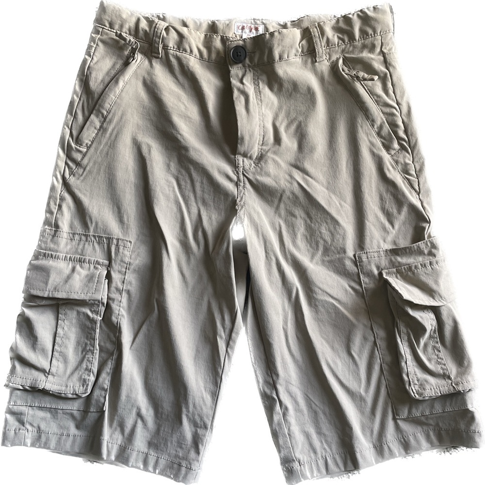 Cat & Jack size 14 cargo shorts with lots of pockets. Measurements in photos.